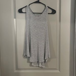 White and black striped open back tank top American Eagle
